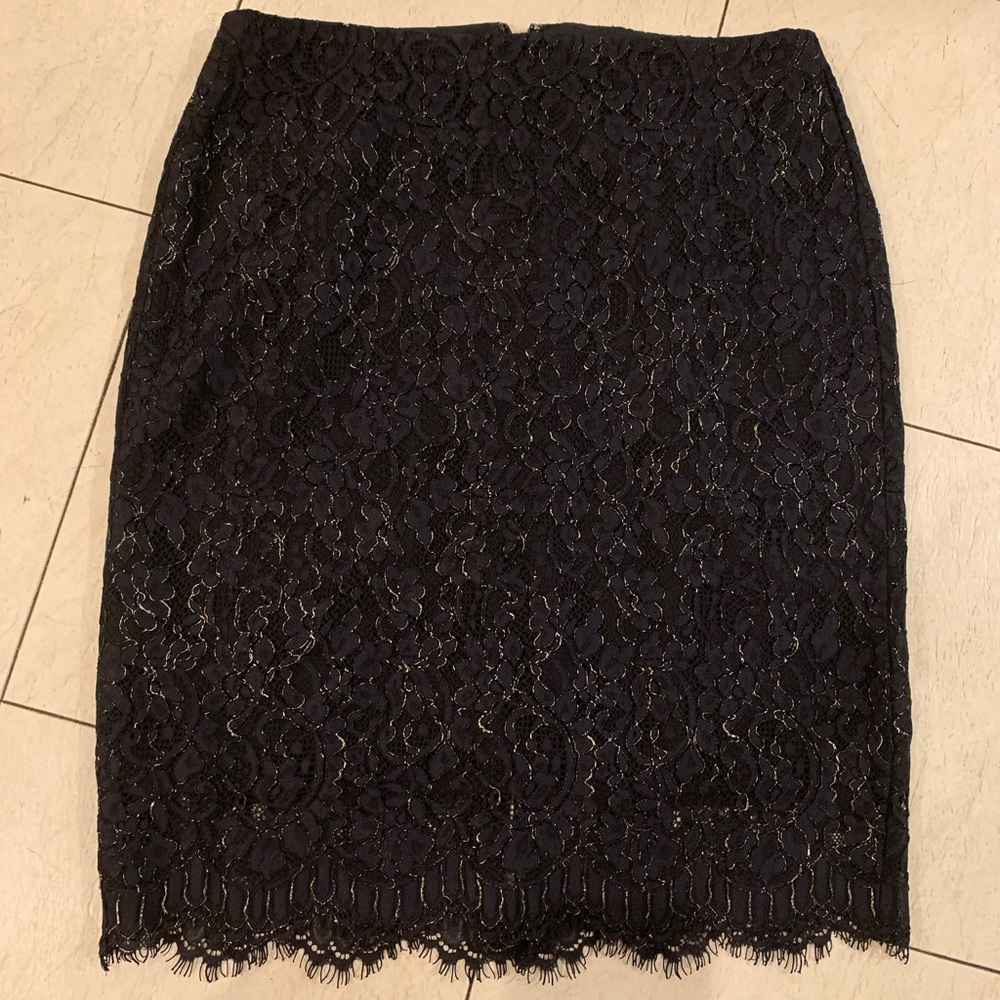 Elegant Navy Blue Lace Skirt